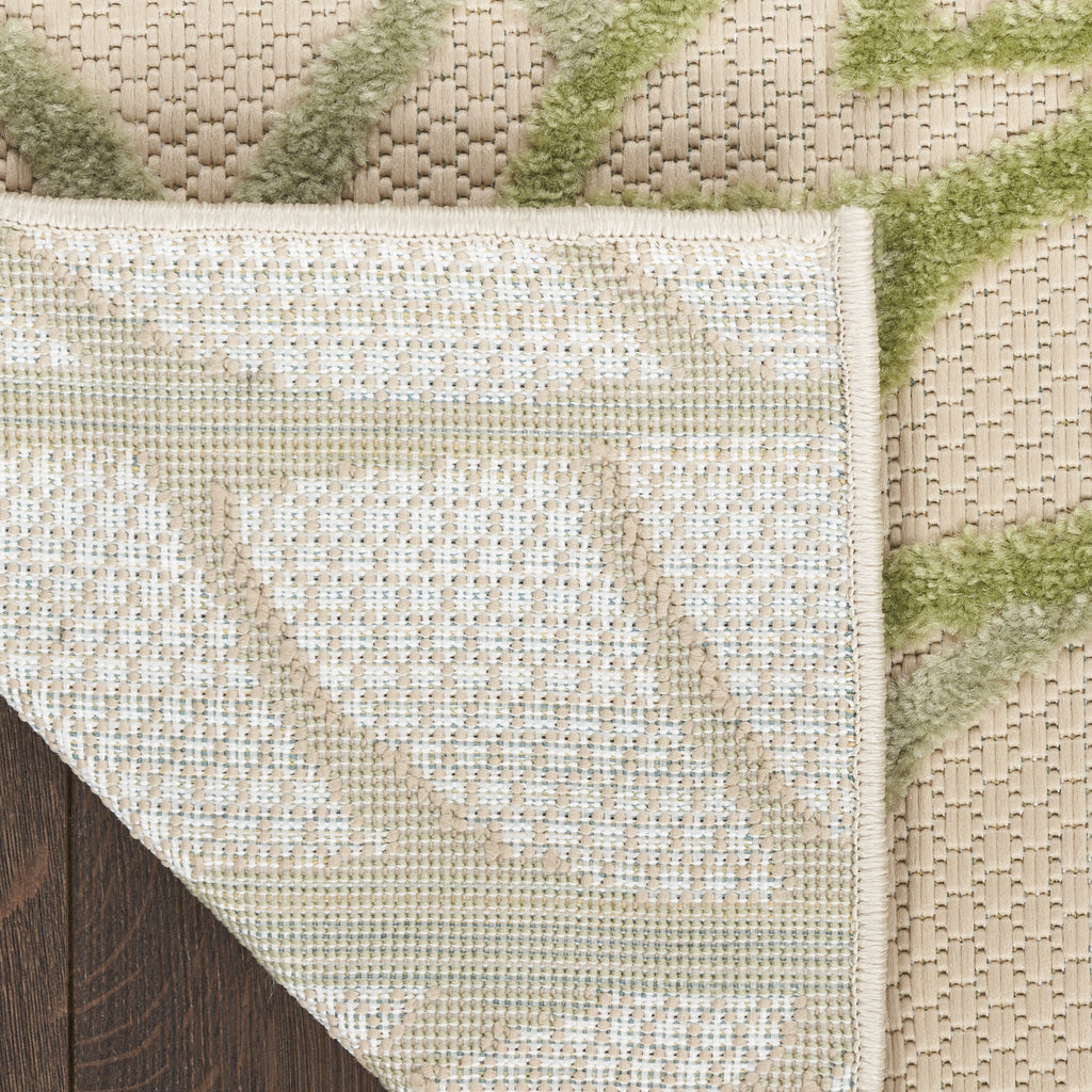 8' X 11' Ivory And Green Floral Indoor Outdoor Area Rug