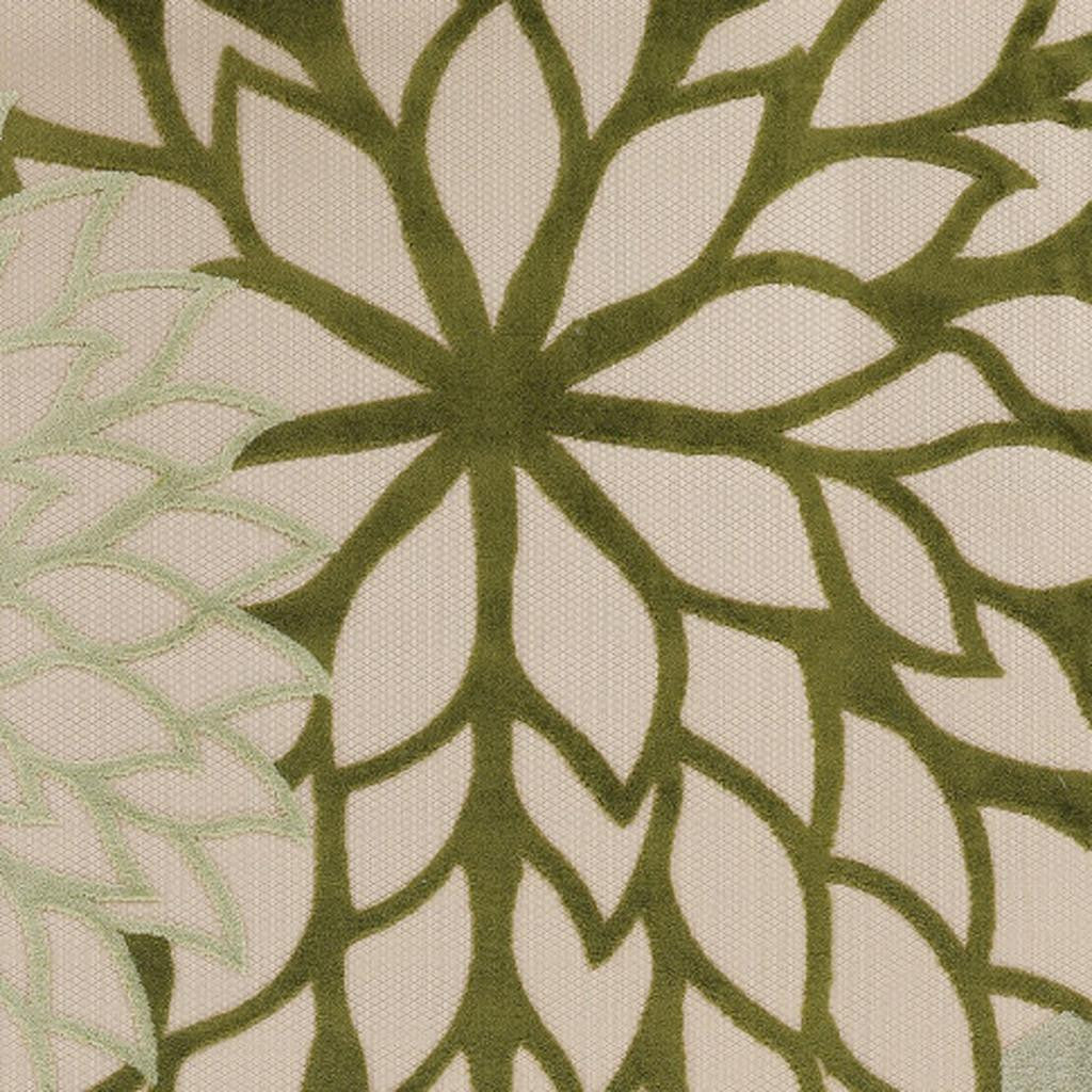8' X 11' Ivory And Green Floral Indoor Outdoor Area Rug