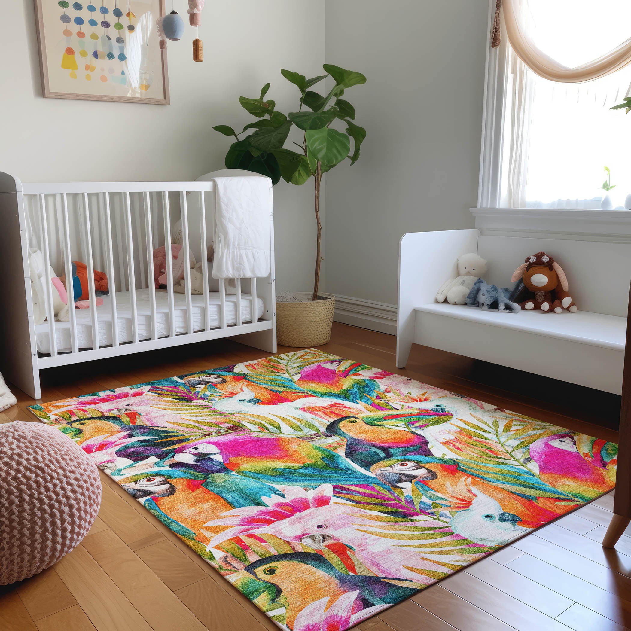8' X 10' Rainbow And Ivory Geometric Washable Area Rug With UV Protection