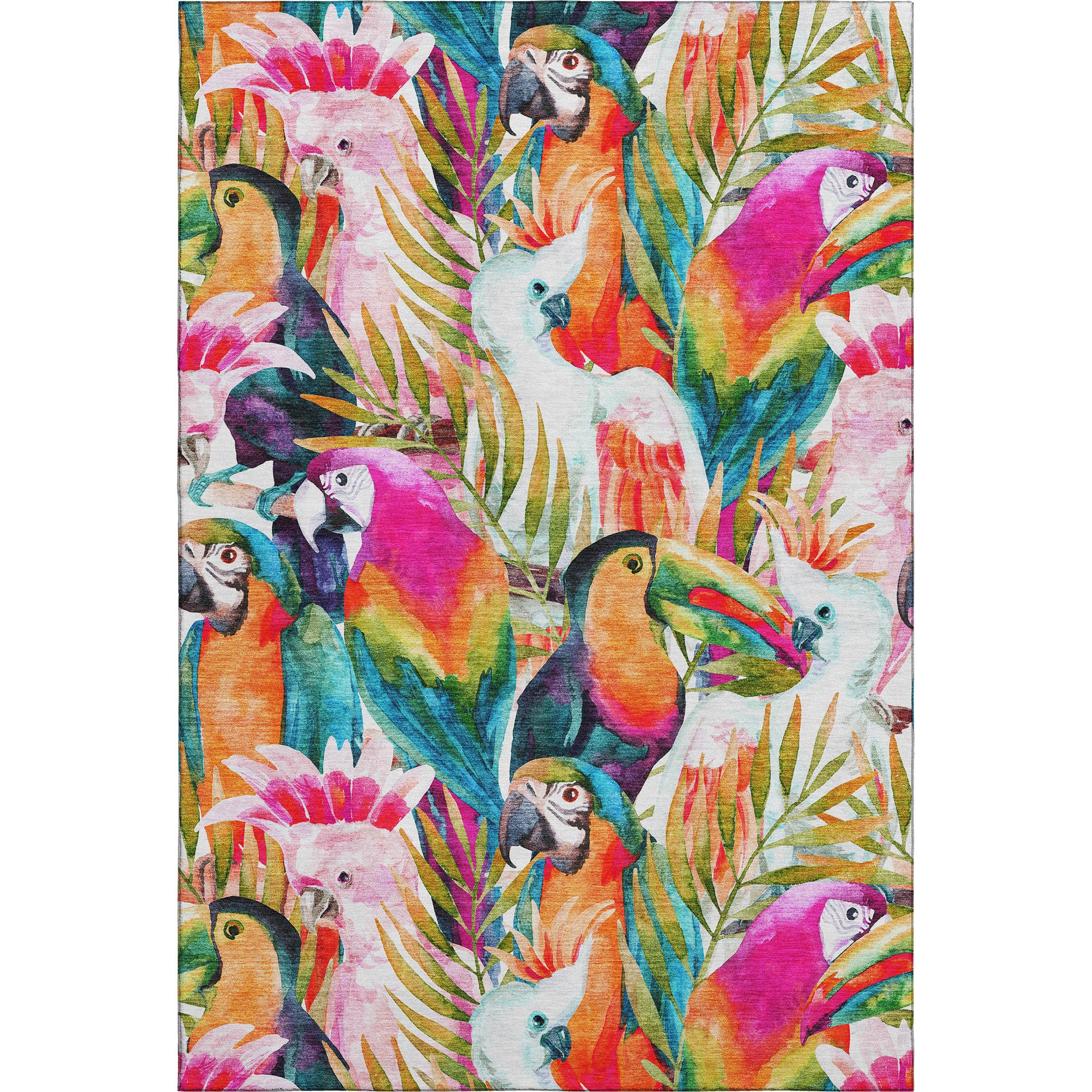 8' X 10' Rainbow And Ivory Geometric Washable Area Rug With UV Protection