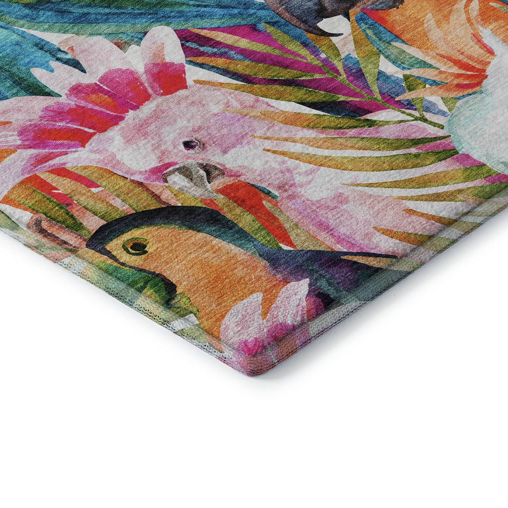 8' X 10' Rainbow And Ivory Geometric Washable Area Rug With UV Protection