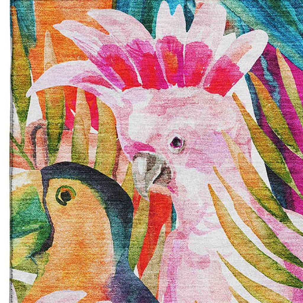 8' X 10' Rainbow And Ivory Geometric Washable Area Rug With UV Protection
