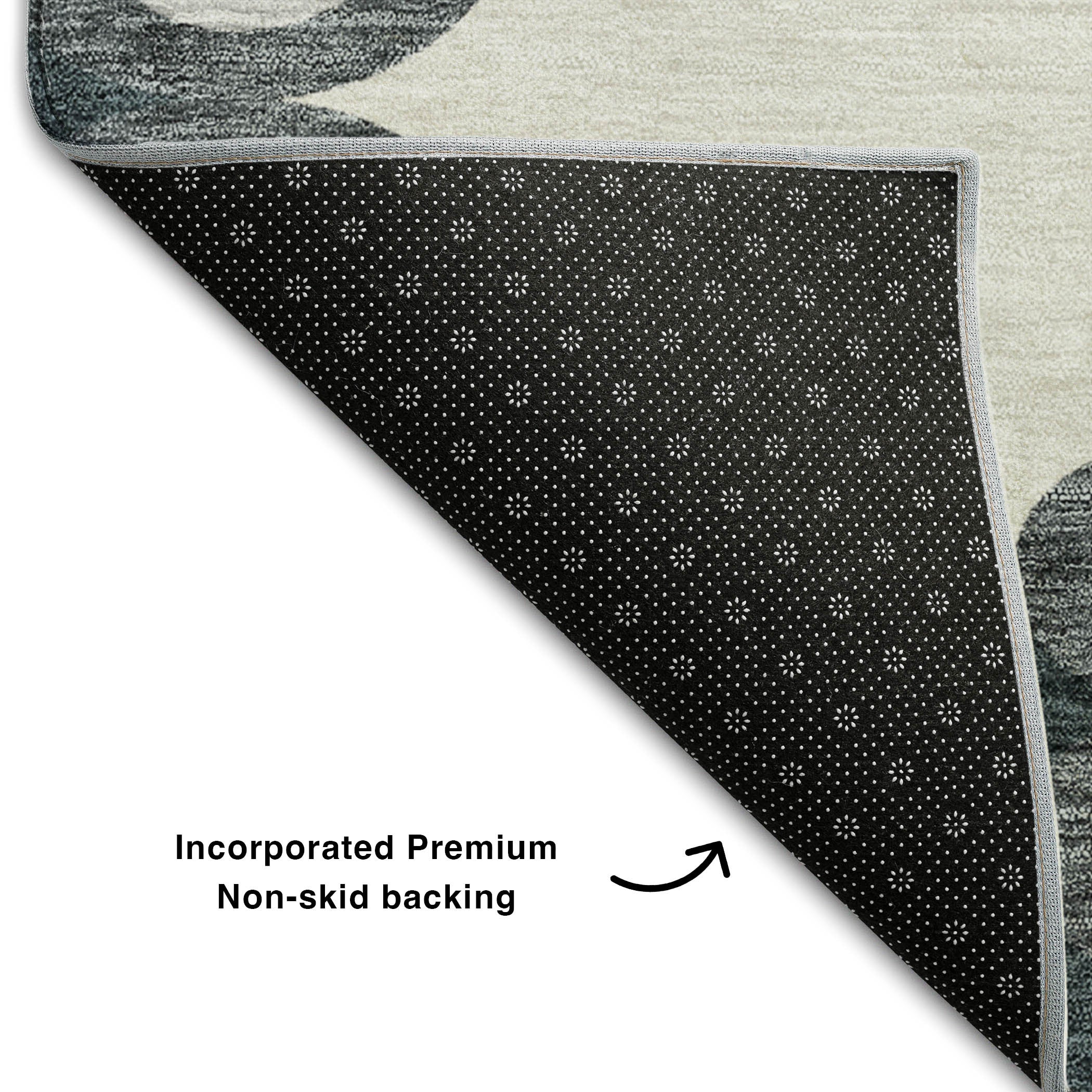 8' Gray Charcoal And Silver Trellis Washable Round Rug With UV Protection