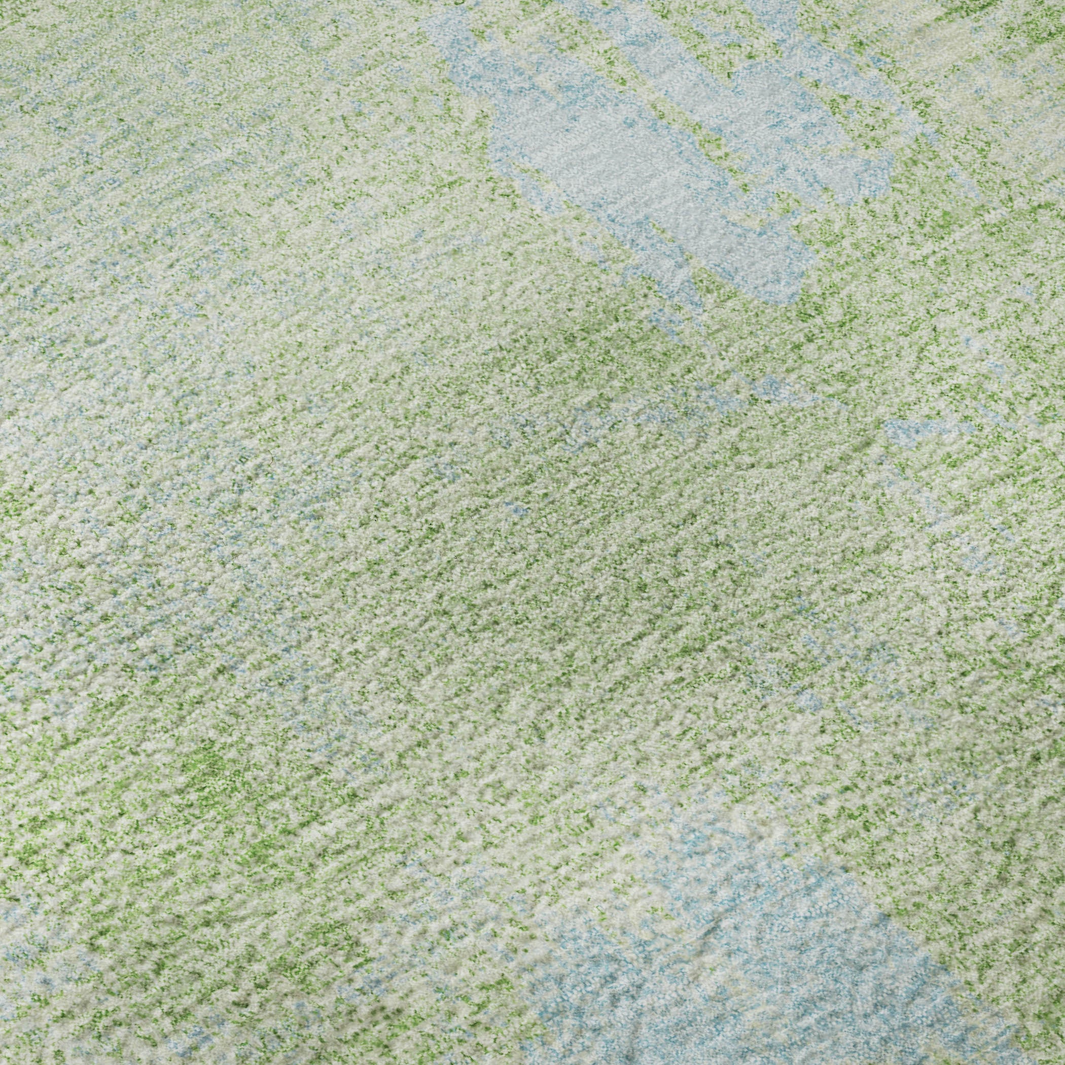 8' Green And Sky Blue Abstract Washable Round Rug With UV Protection