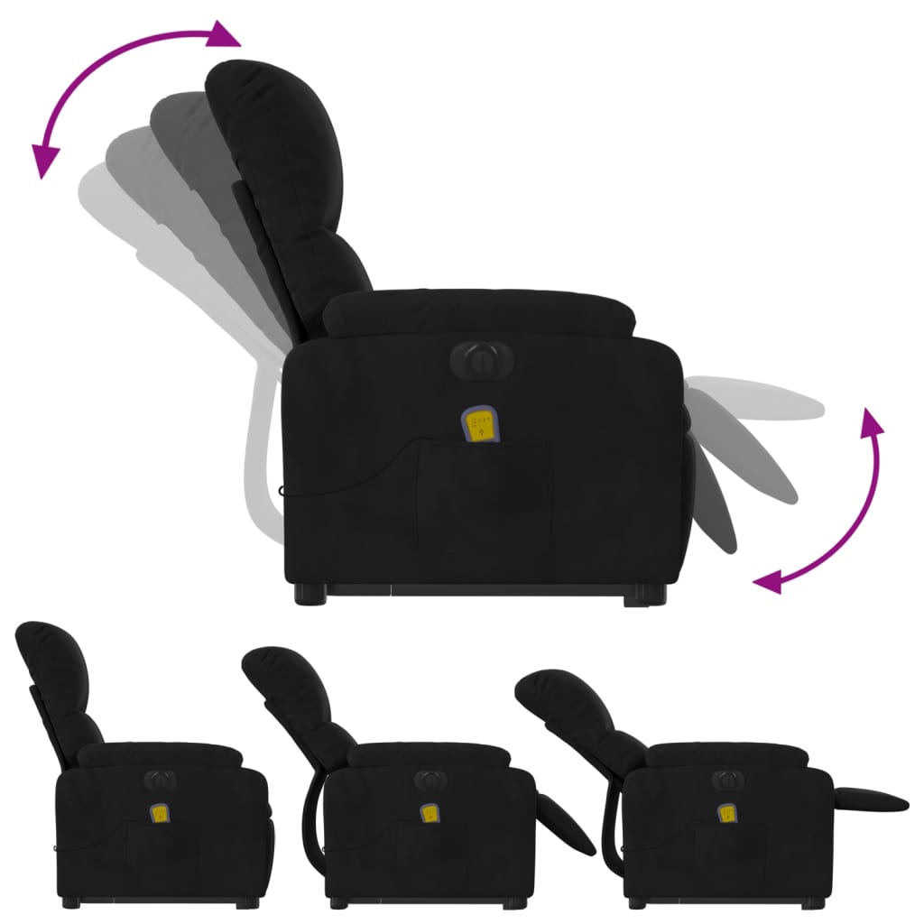 vidaXL Electric Stand up Massage Recliner Chair Black Microfiber Fabric